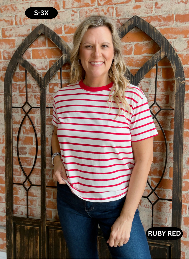 Keeping It Together Striped Tee-Patriotic Colors