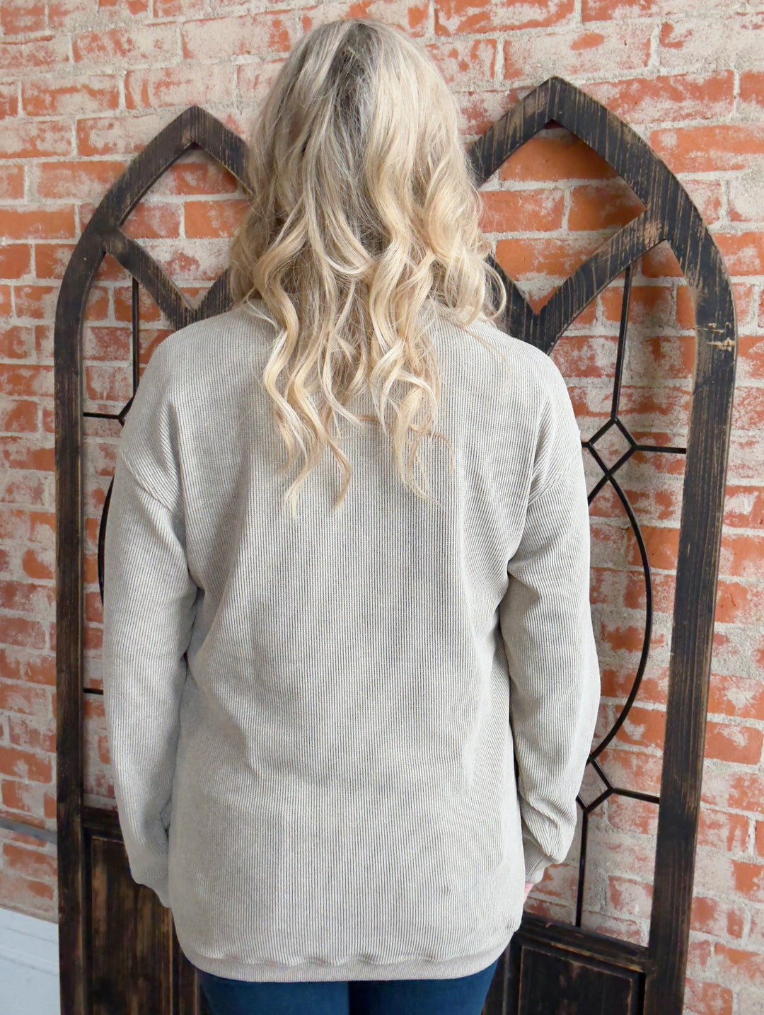 Ribbed Sequin Holly Jolly Crewneck