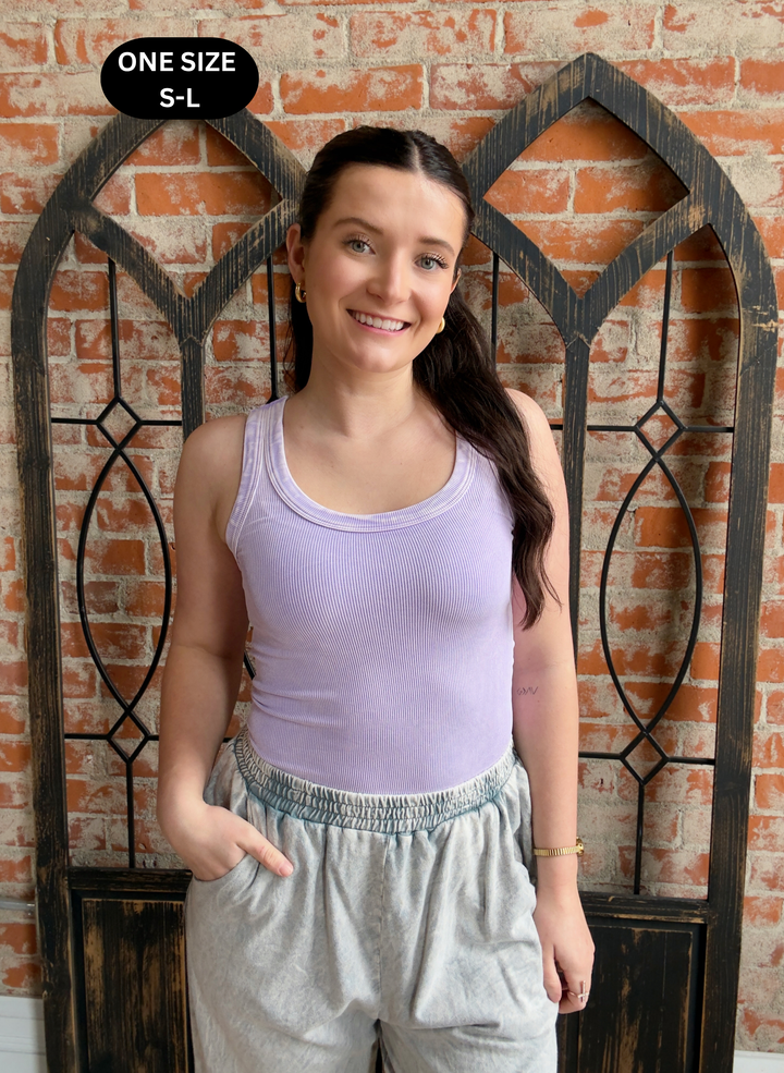 Keep It On The Down Low Ribbed Tank-Lilac