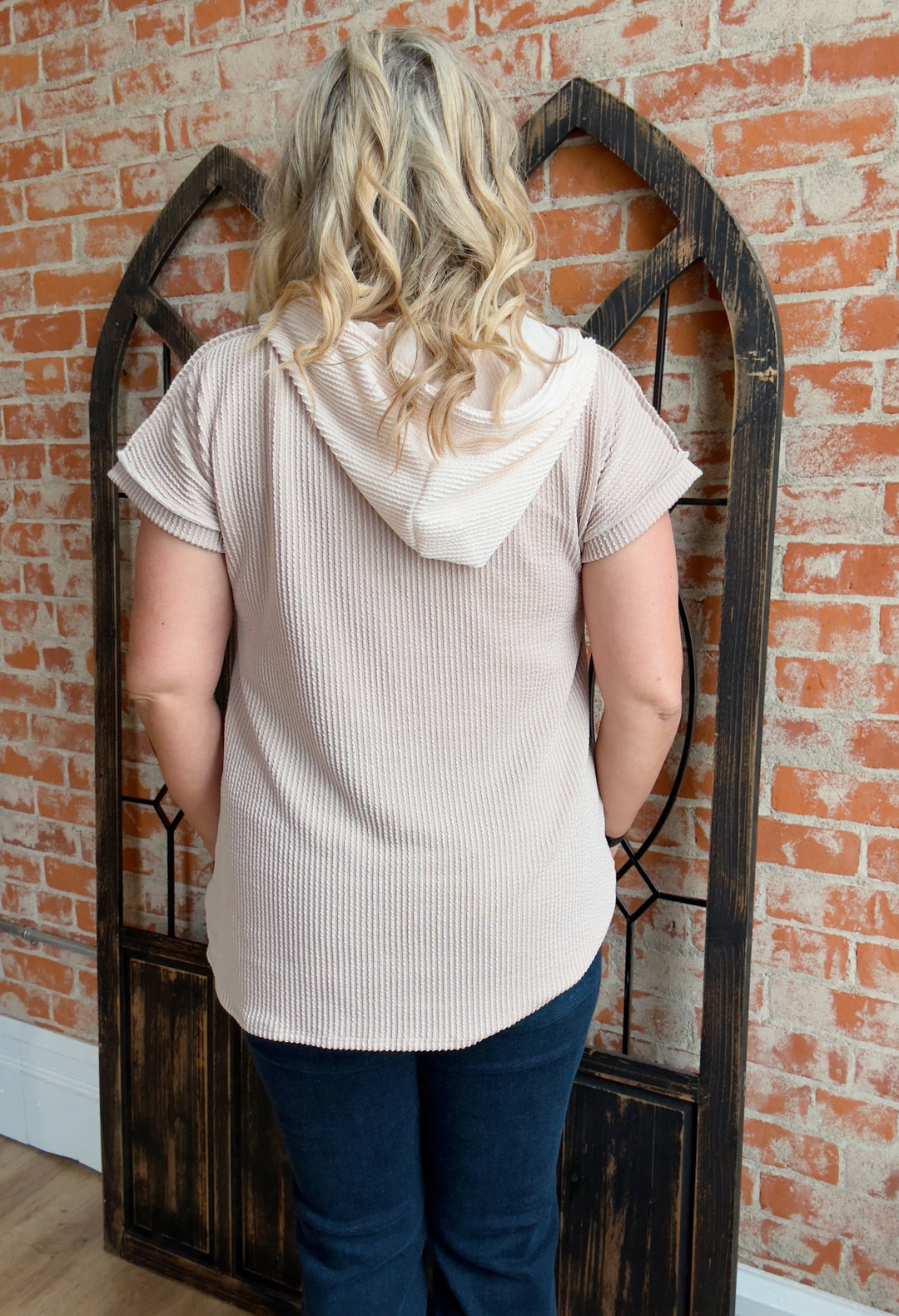 That's My Girl Ribbed Color Block Hoodie-Oatmeal