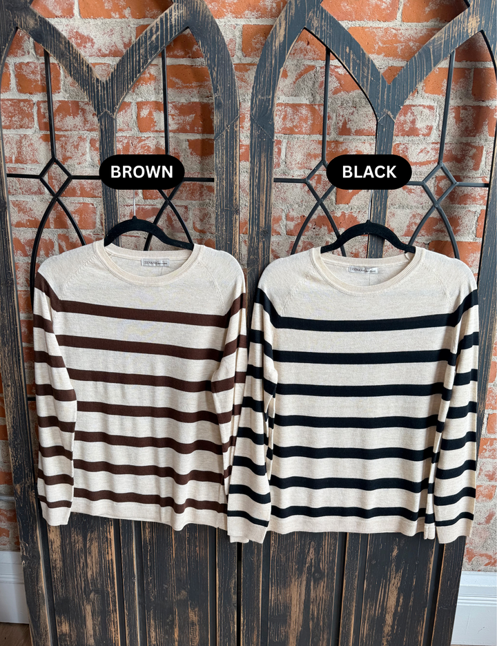 It's All Me Striped Sweater-Neutrals