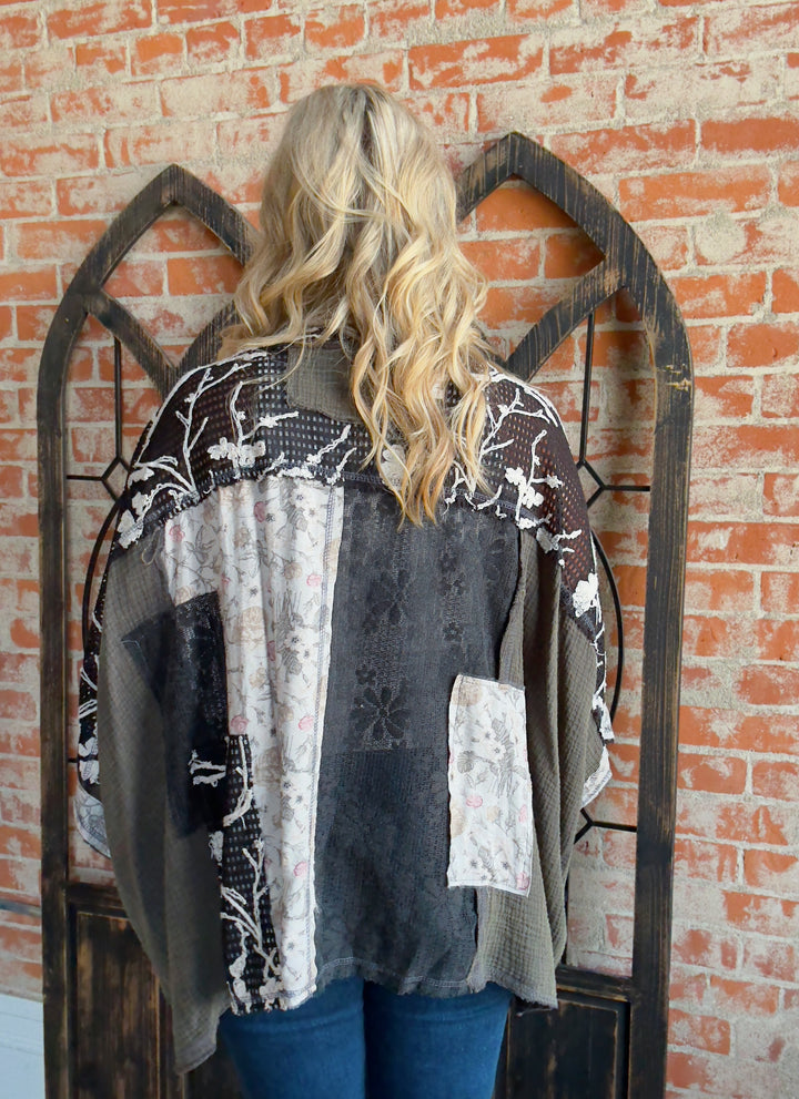 Come With Me Grey Crochet Kimono
