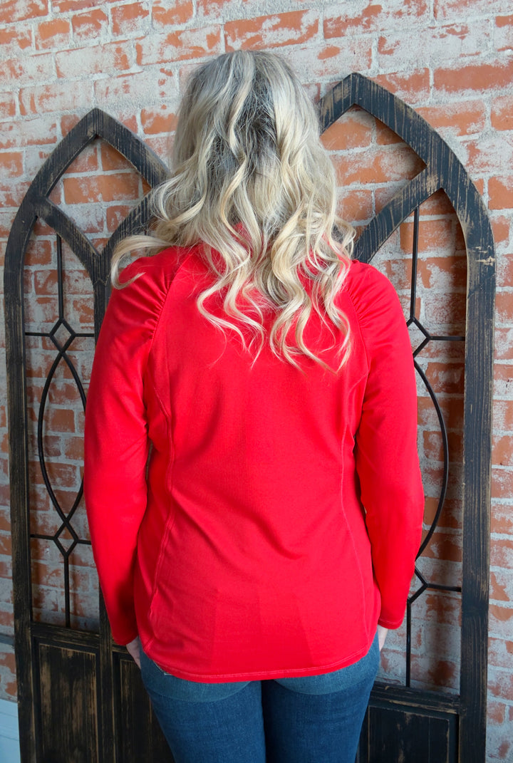 Let's Get Active Basic Half Zip- Magenta & Red