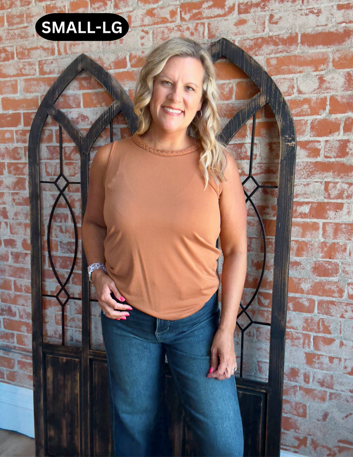 A Second Look Braided Tank-Pumpkin