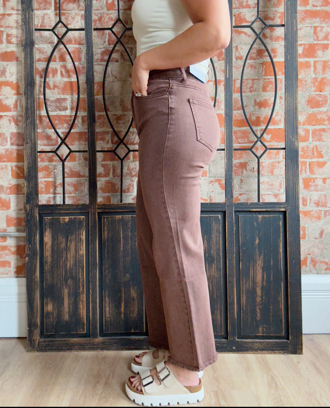 Never A Dull Moment Cropped Kick Flare- Neutrals