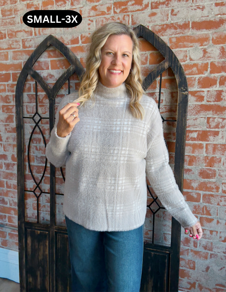 The Coziest Plaid Sweater-Mocha