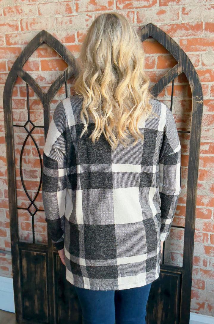 Sweet Holy Night Buffalo Check Cardigan