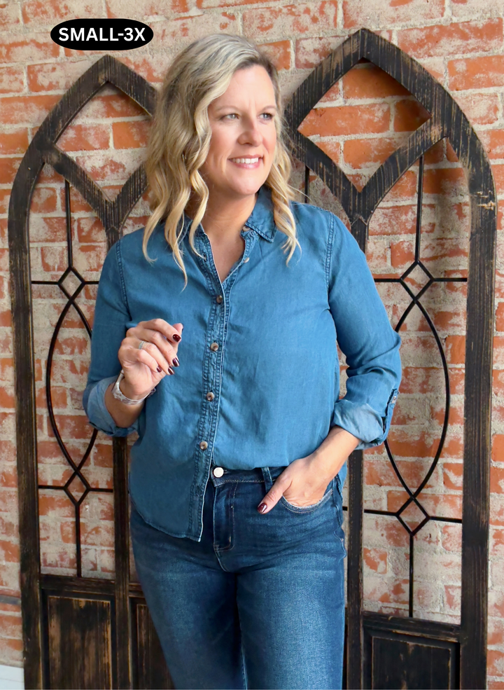 It's A Yes Chambray Button Up