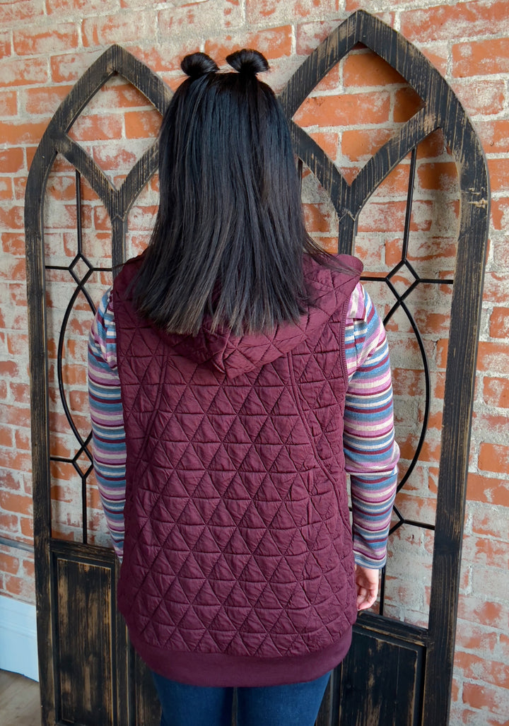 Epic Comeback Long Vest-Burgundy
