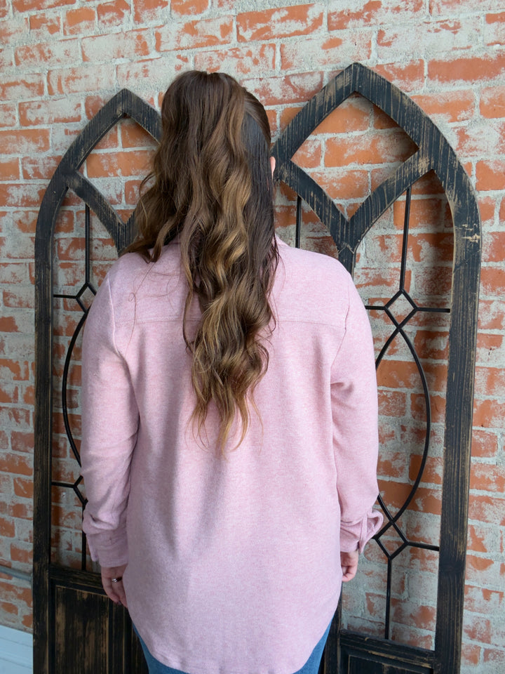 Teddy Soft Basic Shacket-Taffy Pink