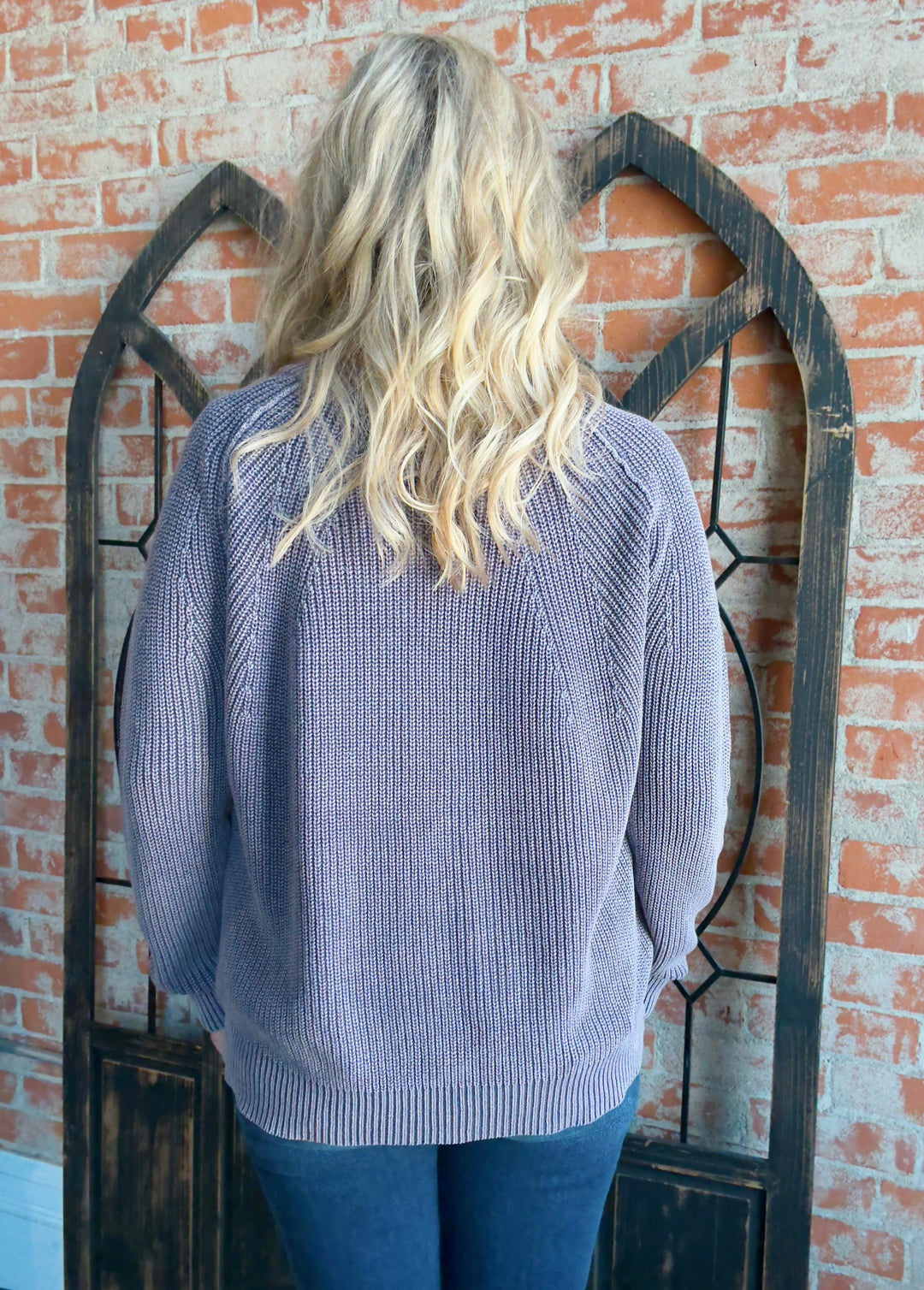 Take The Time Washed Sweater-Violet
