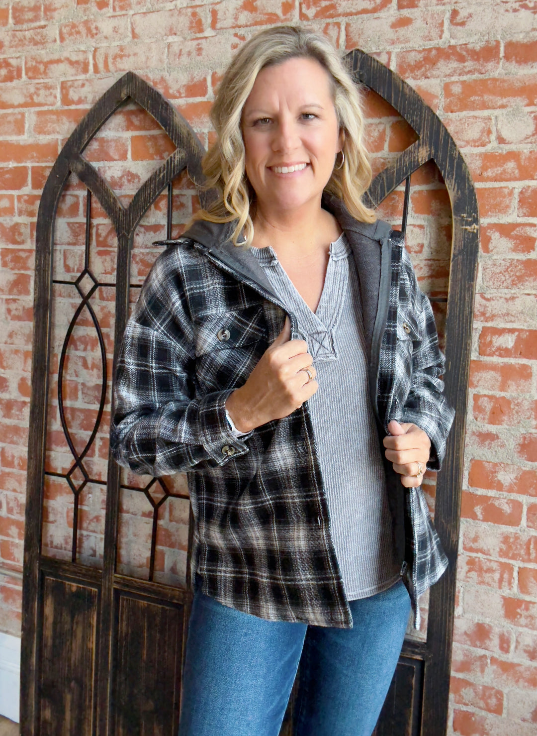 For The Chilly Days Hooded Shacket-Black