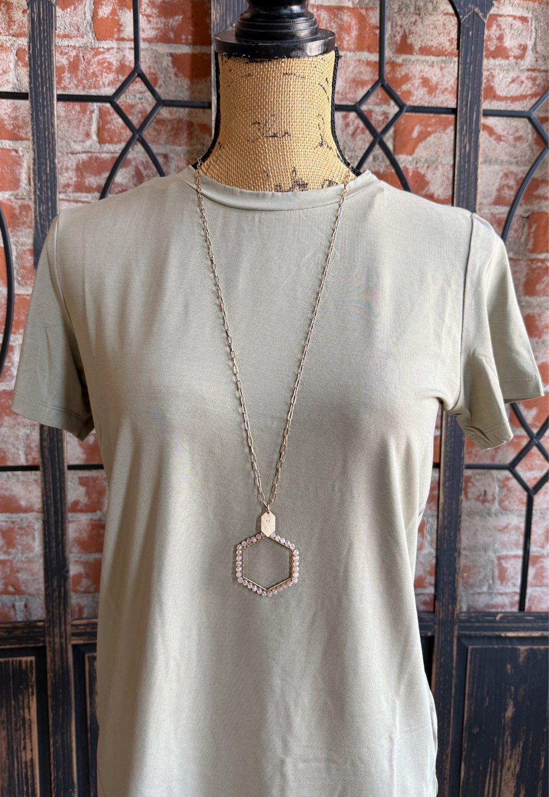 Glimmer Mocha Hexagon Necklace