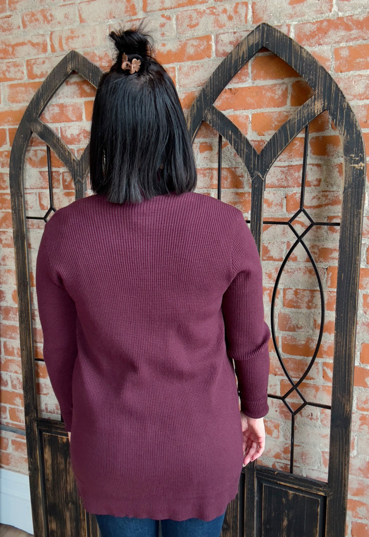 Feels Like Home Waffle Cardigan-Holiday Colors