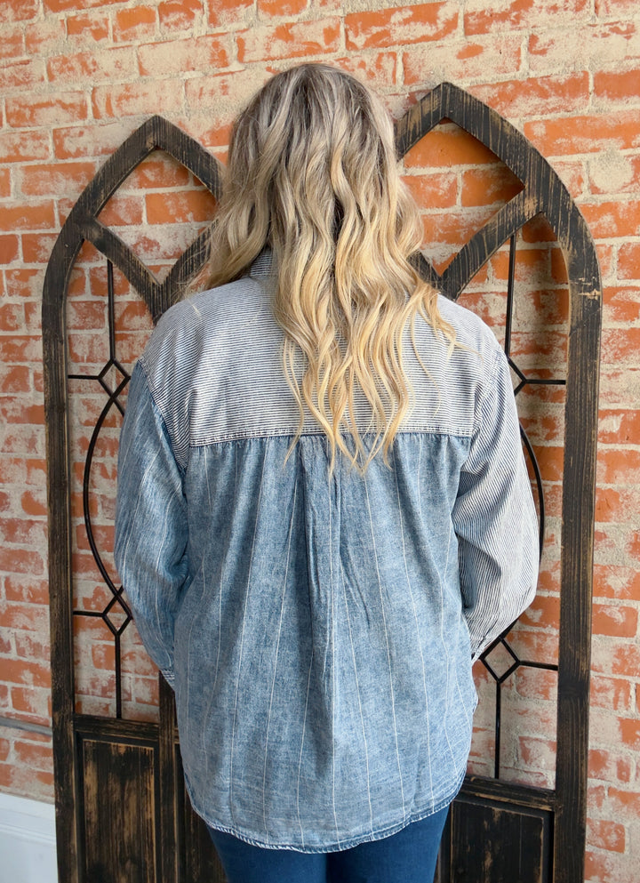 Got My Eye On You Denim Button Up