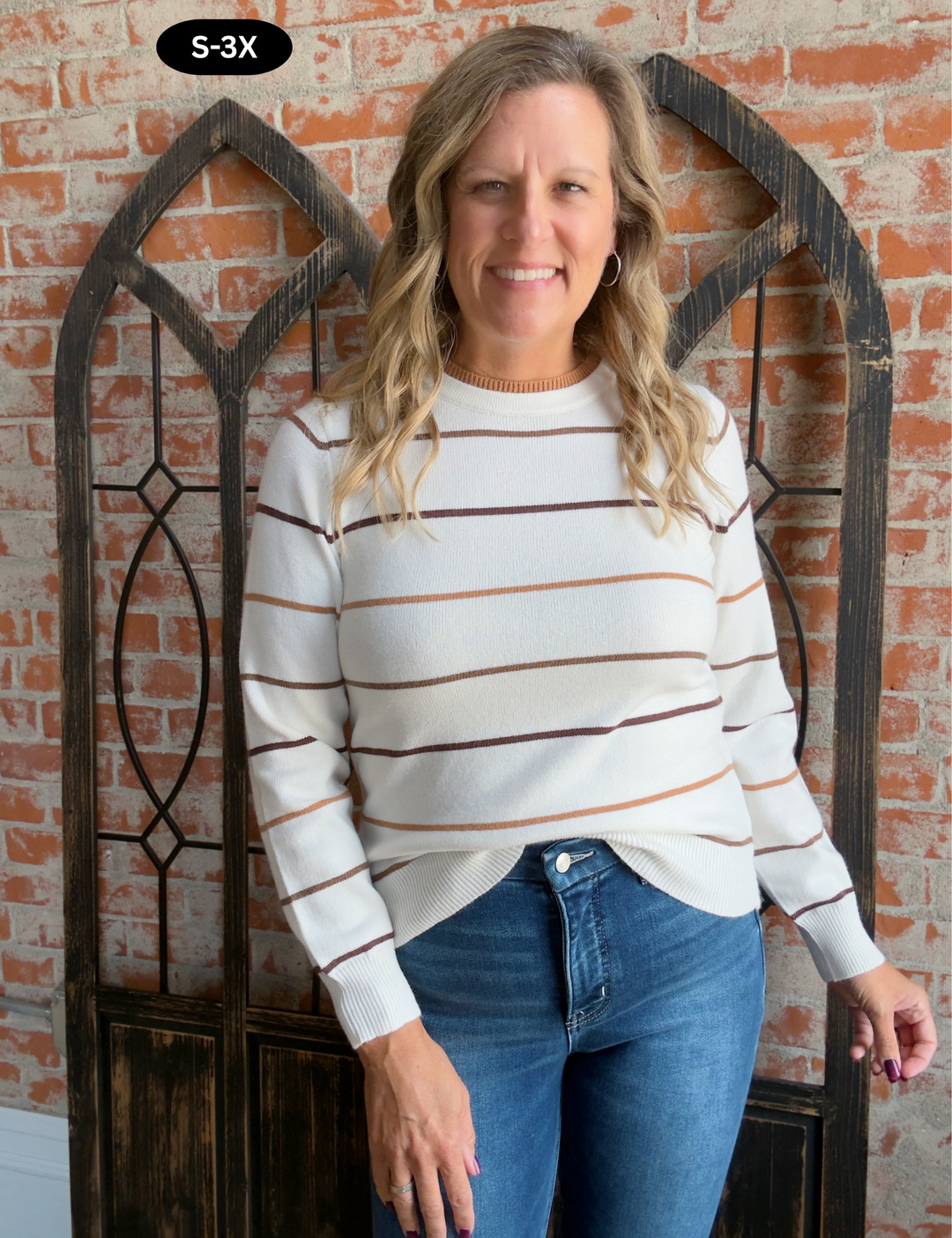 Timeless Striped Sweater-Ivory