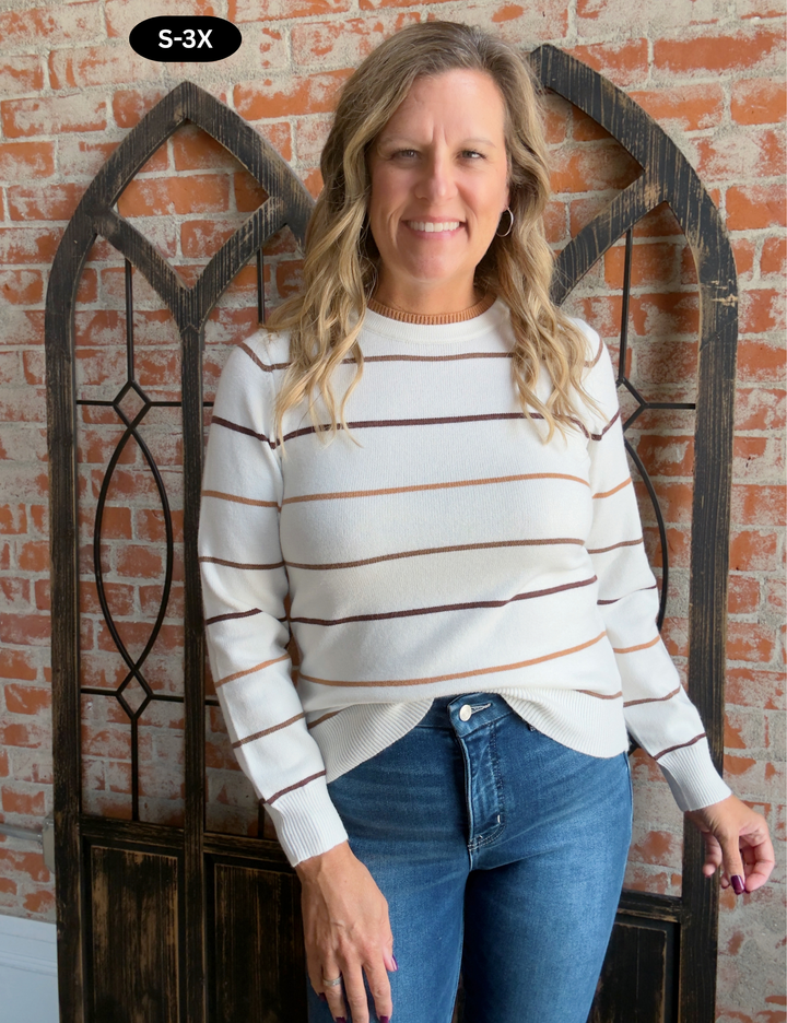 Timeless Striped Sweater-Ivory