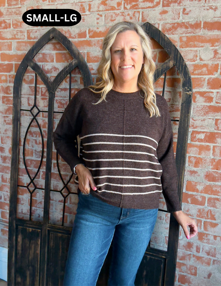 Nice & Toasty Walnut Striped Sweater