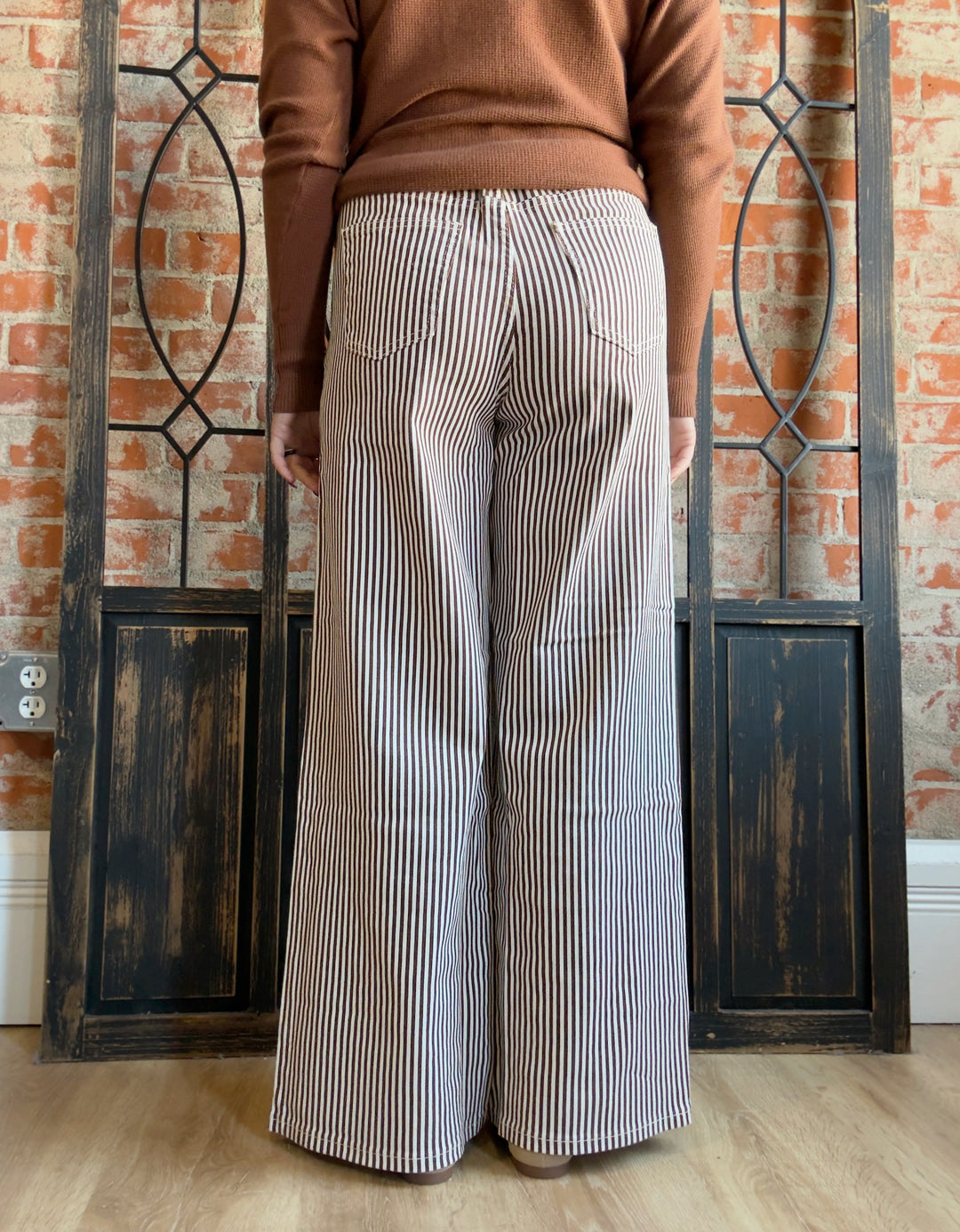 Keep Me On Track Striped Pant-Brown