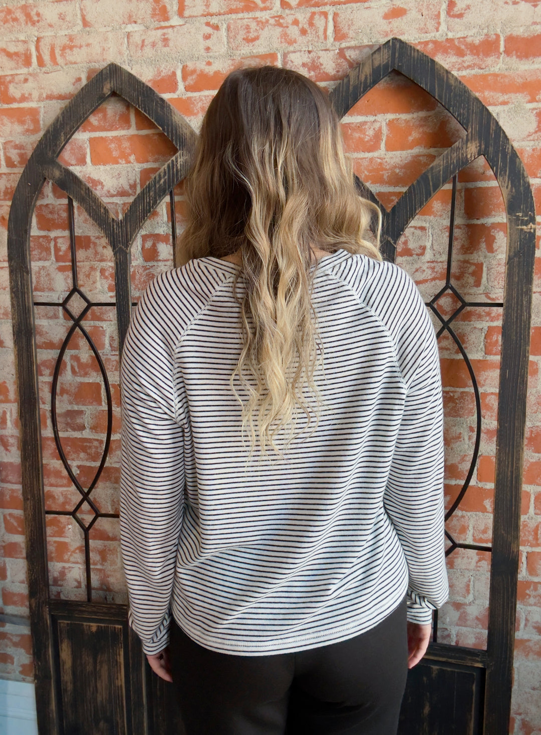 Time Flies Striped Long Sleeve-White/Black