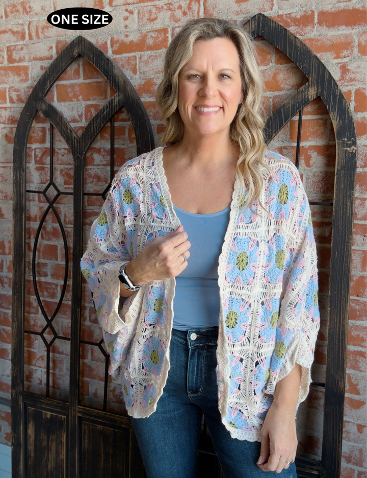 Crochet The Day Away Cardigan-Sky Blue