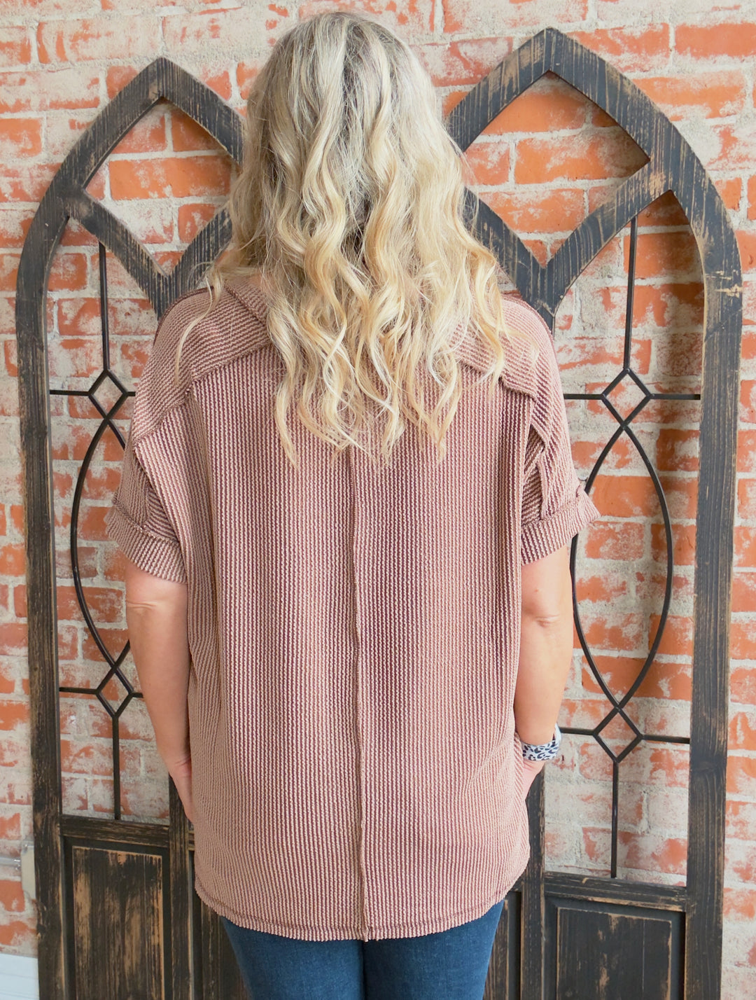 Just What You Need Ribbed Tee-Mocha Tones