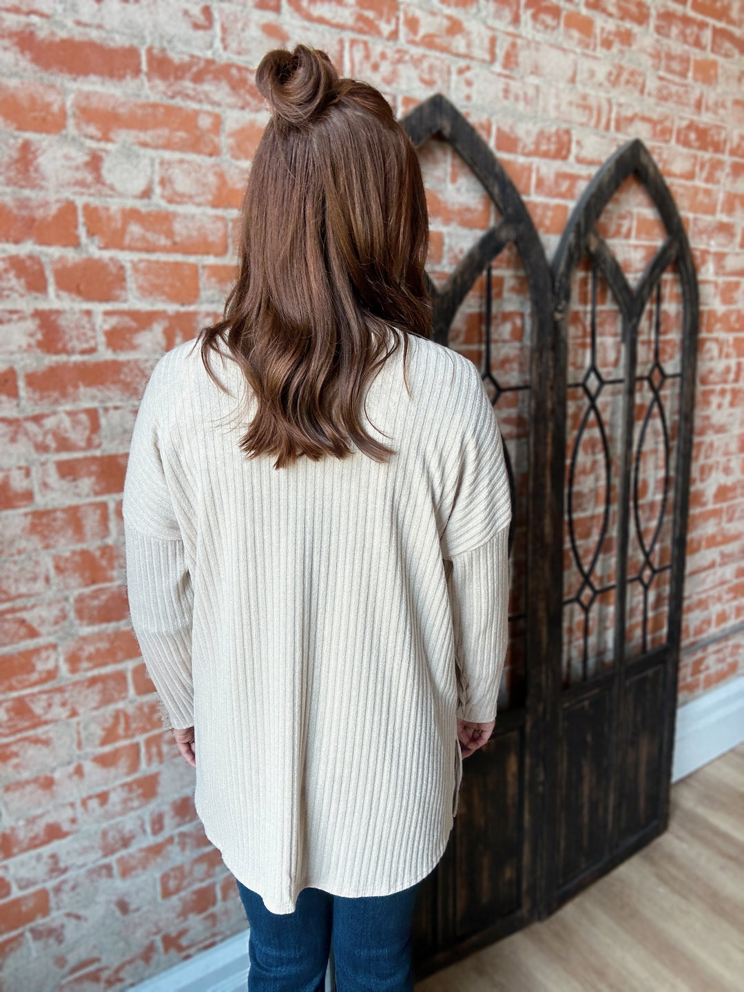 Keep Up Ribbed Knit Cardigan-Beige
