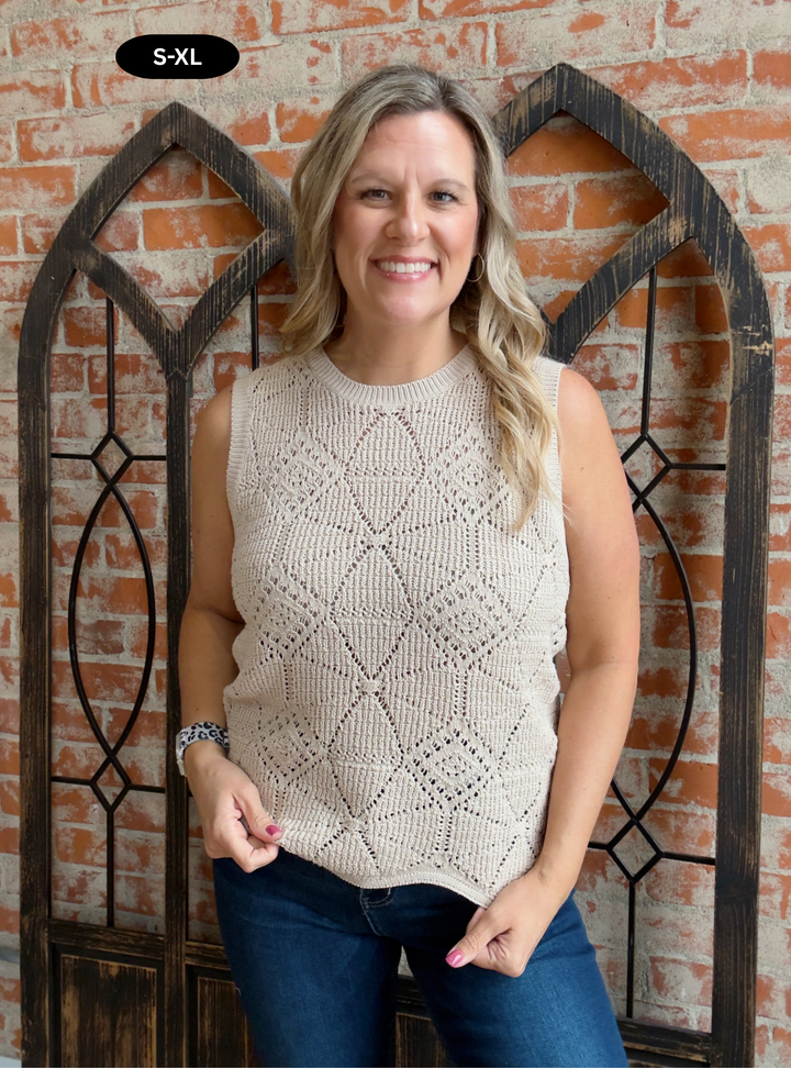 In This Case Sweater Tank-Taupe