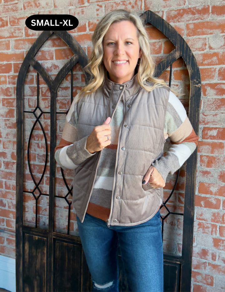 Worth Braggin' About Vest-Mocha