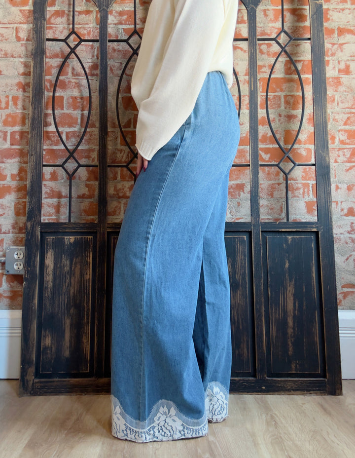 Keeping It Together Lace Hem Pant