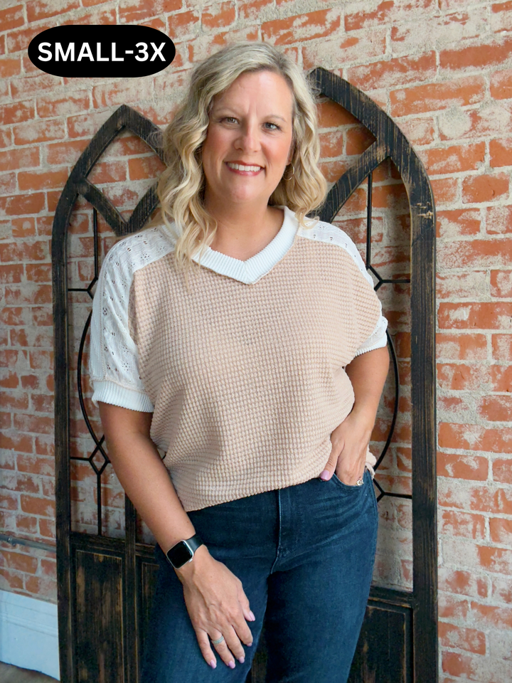 On The Muted Side Lace Sleeve Tee