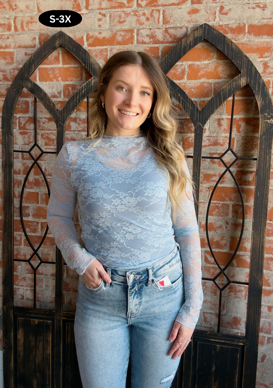 Not Broken Lace Sleeve-Light Blue