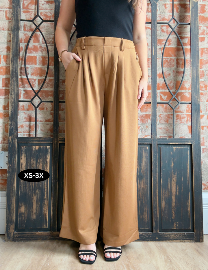 Poised Waffle Knit Business Pant-Camel