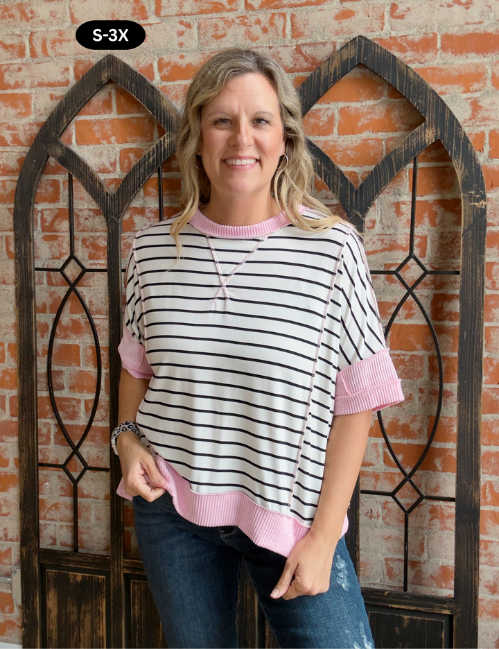 I'll Get Back To You Oversized Striped Tee