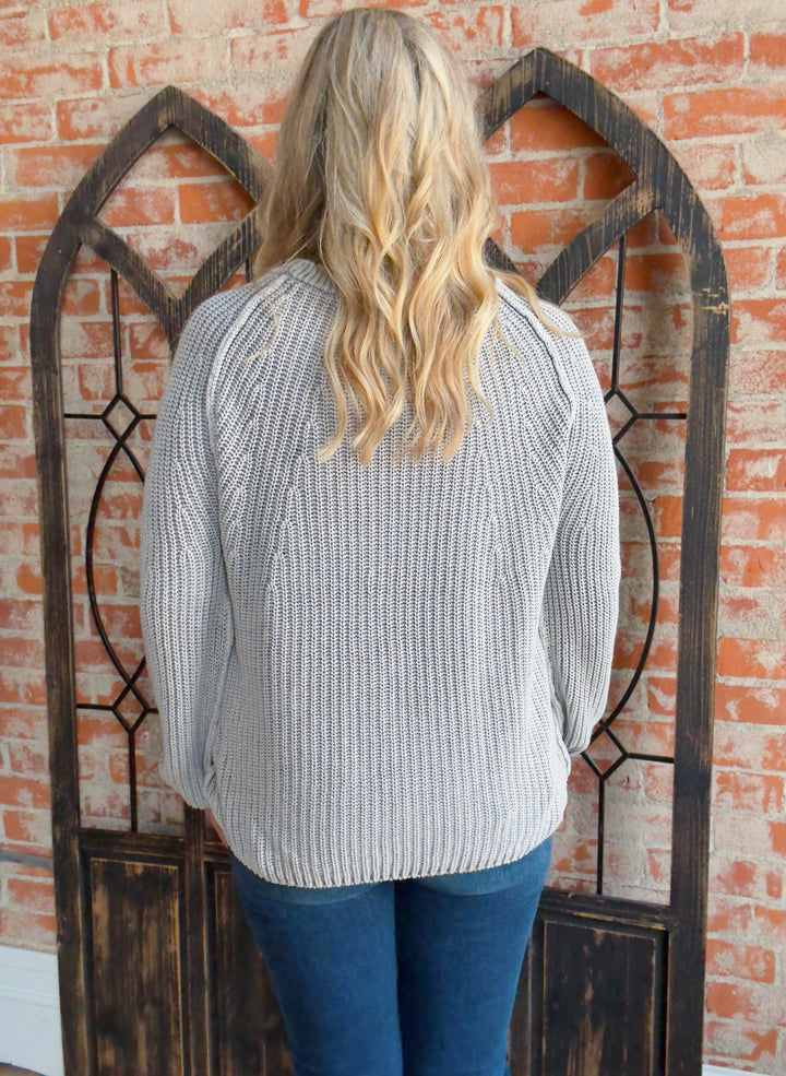 Shake It Off Washed Sweater-Sleet Grey