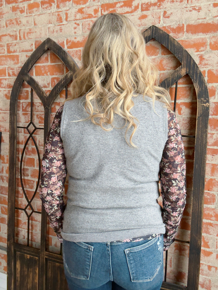 When I Met You Sweater Tank- Grey