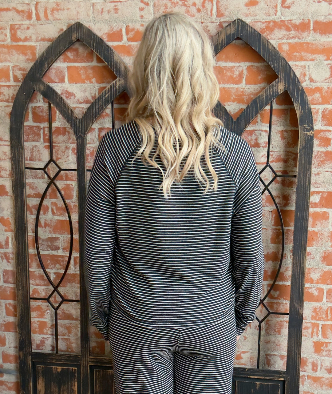 Time Flies Striped Long Sleeve-Black