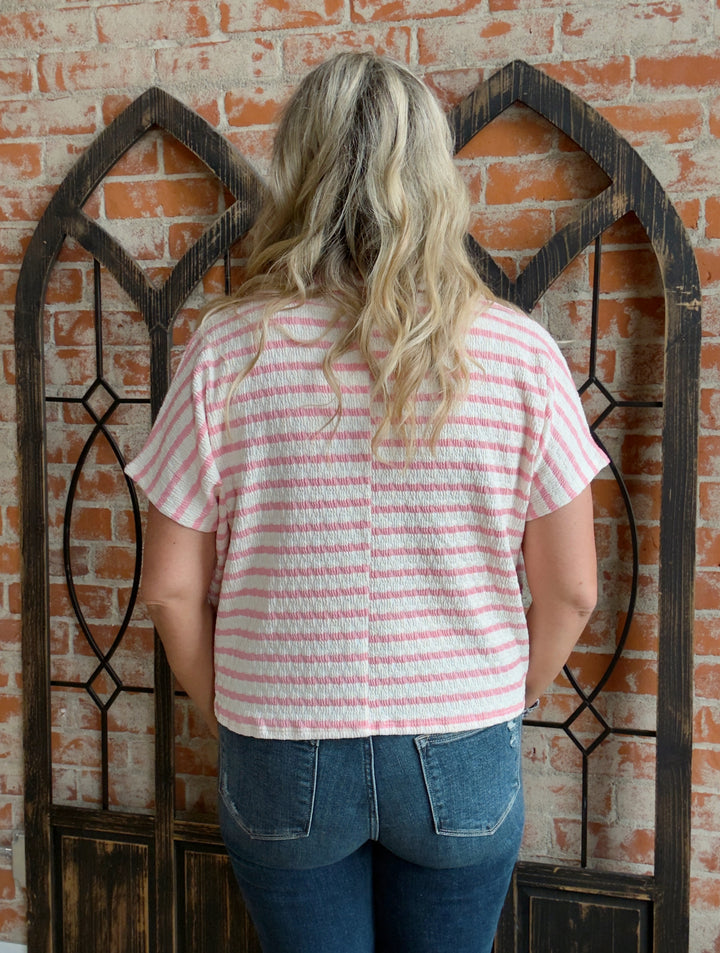 Supposed To Be Striped Collared Tee-2 Colors