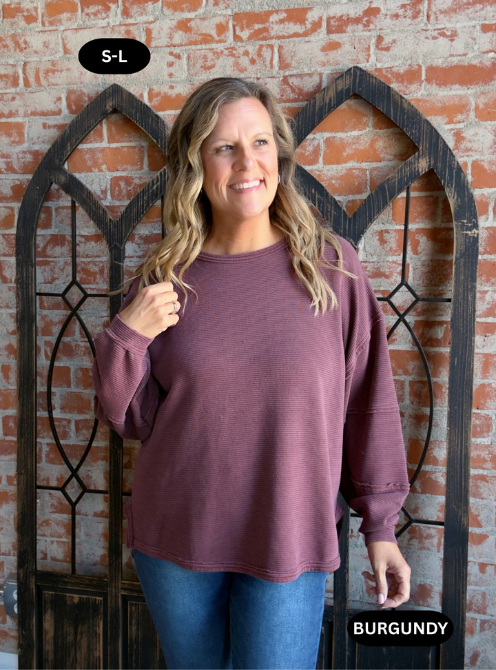 Keep Ya Close Ribbed Long Sleeve- 2 Colors
