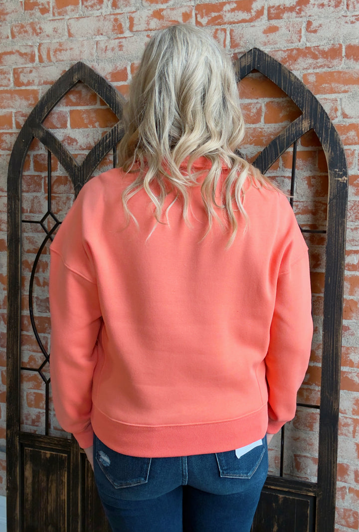 Burst Of Cozy Fleece Pullover-Coral