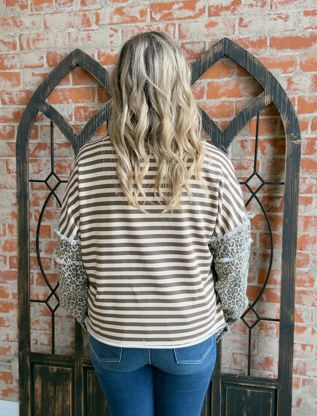 What I See Leopard Denim Sleeve