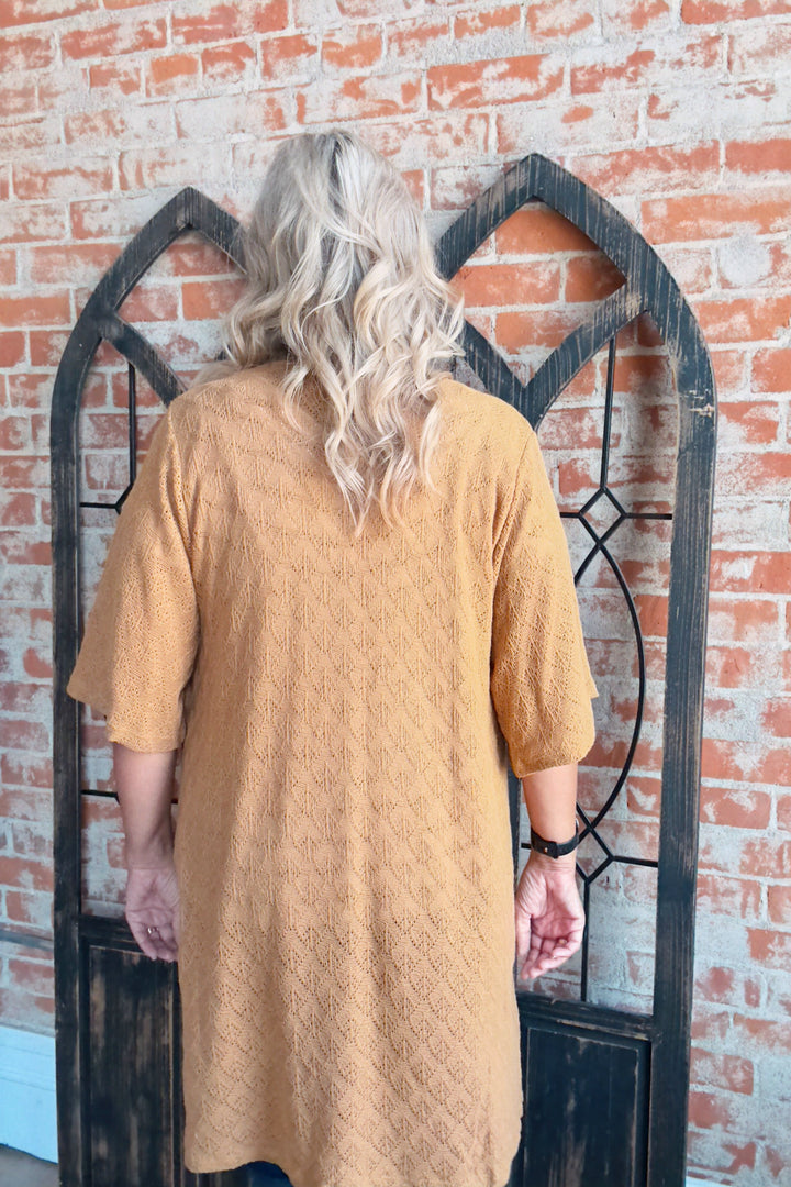 Honey Wheat Crochet Duster Kimono