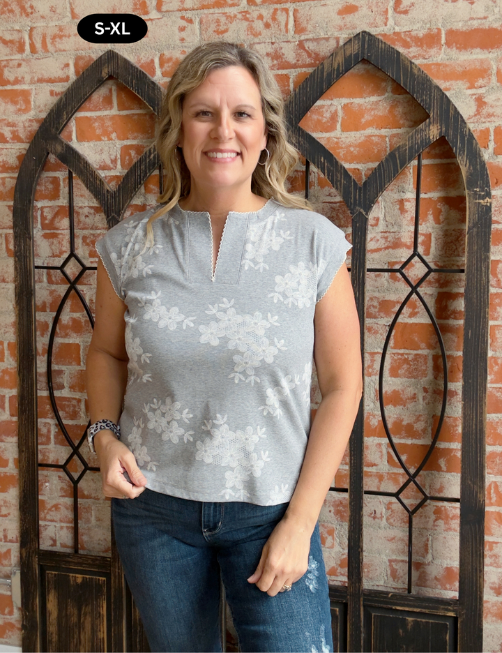 Uniquely You Stitched Floral Tee