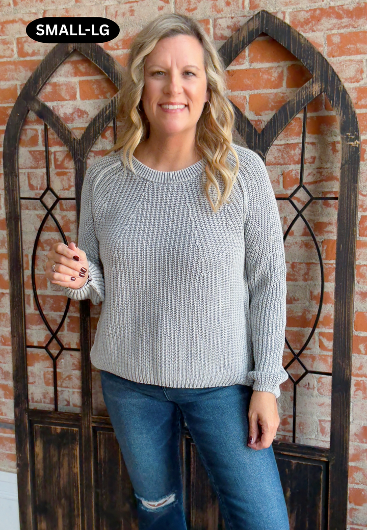 Shake It Off Washed Sweater-Sleet Grey