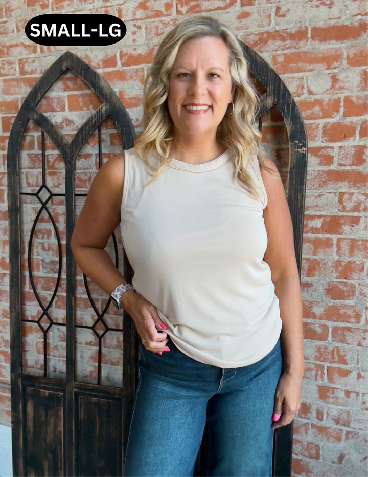A Second Look Braided Tank-Oatmeal
