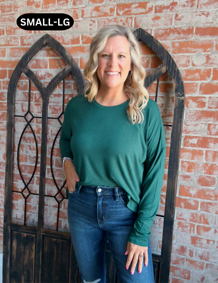 Always A Favorite Long Sleeve-Hunter Green