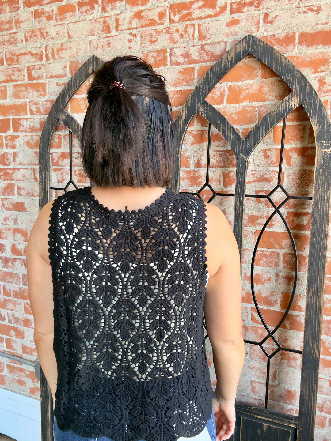 Beautiful Moments Crochet Vest-Black