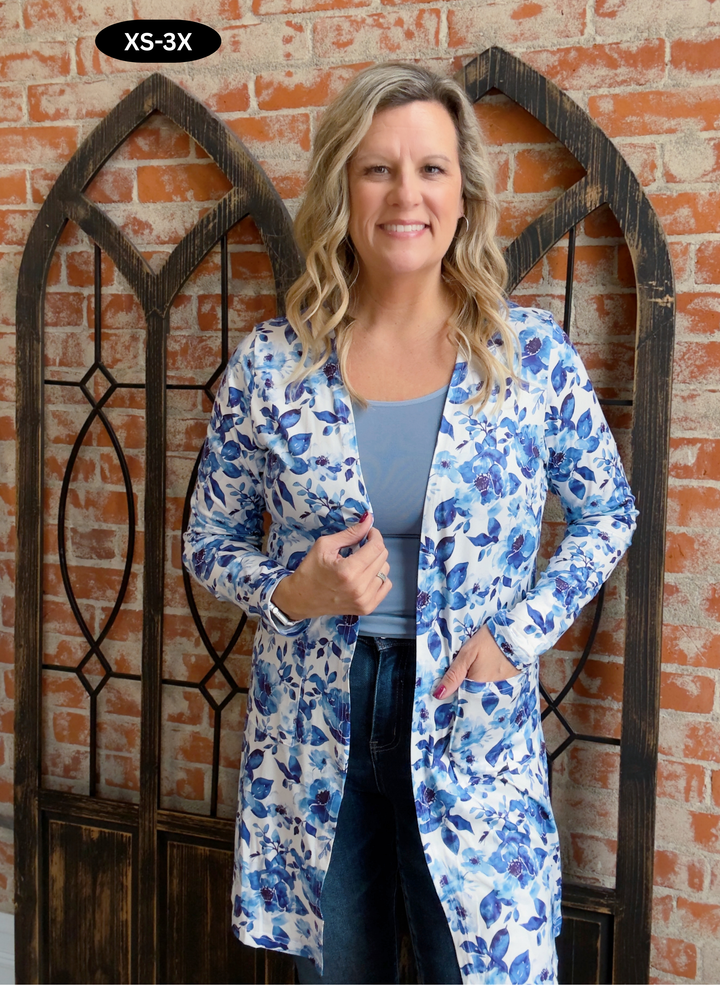 Bye Bye Blues Floral Cardigan