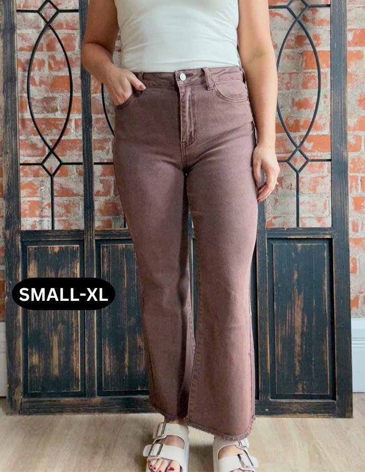 Never A Dull Moment Cropped Kick Flare- Neutrals