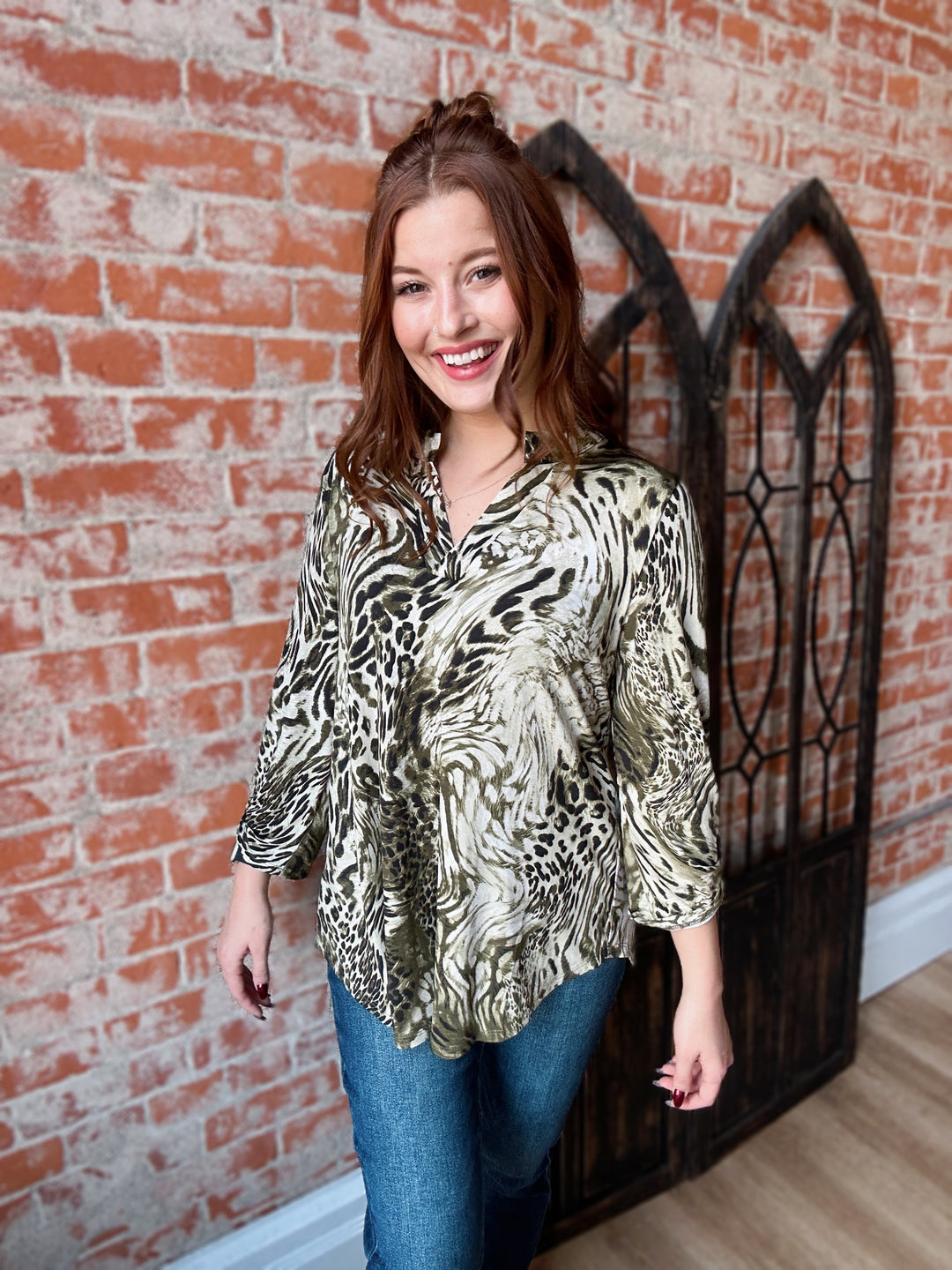 Olive In The Wild 3/4 Sleeve Lizzy Blouse